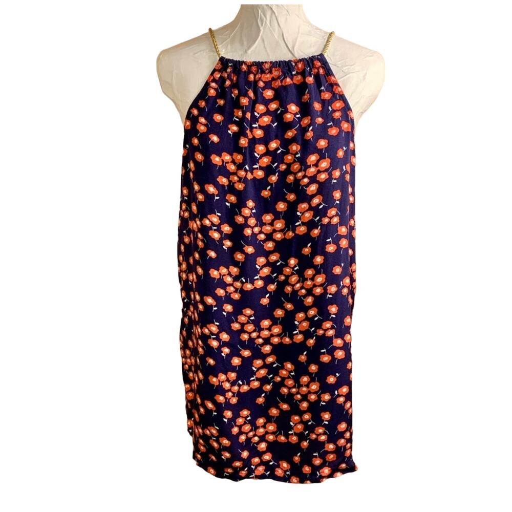 Halter Mini Shift Dress‎ SZ M VTG Ditsy Micro All Over Floral Festival Feminine